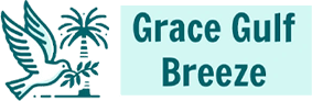 A green banner with the words grace brew written in front of it.